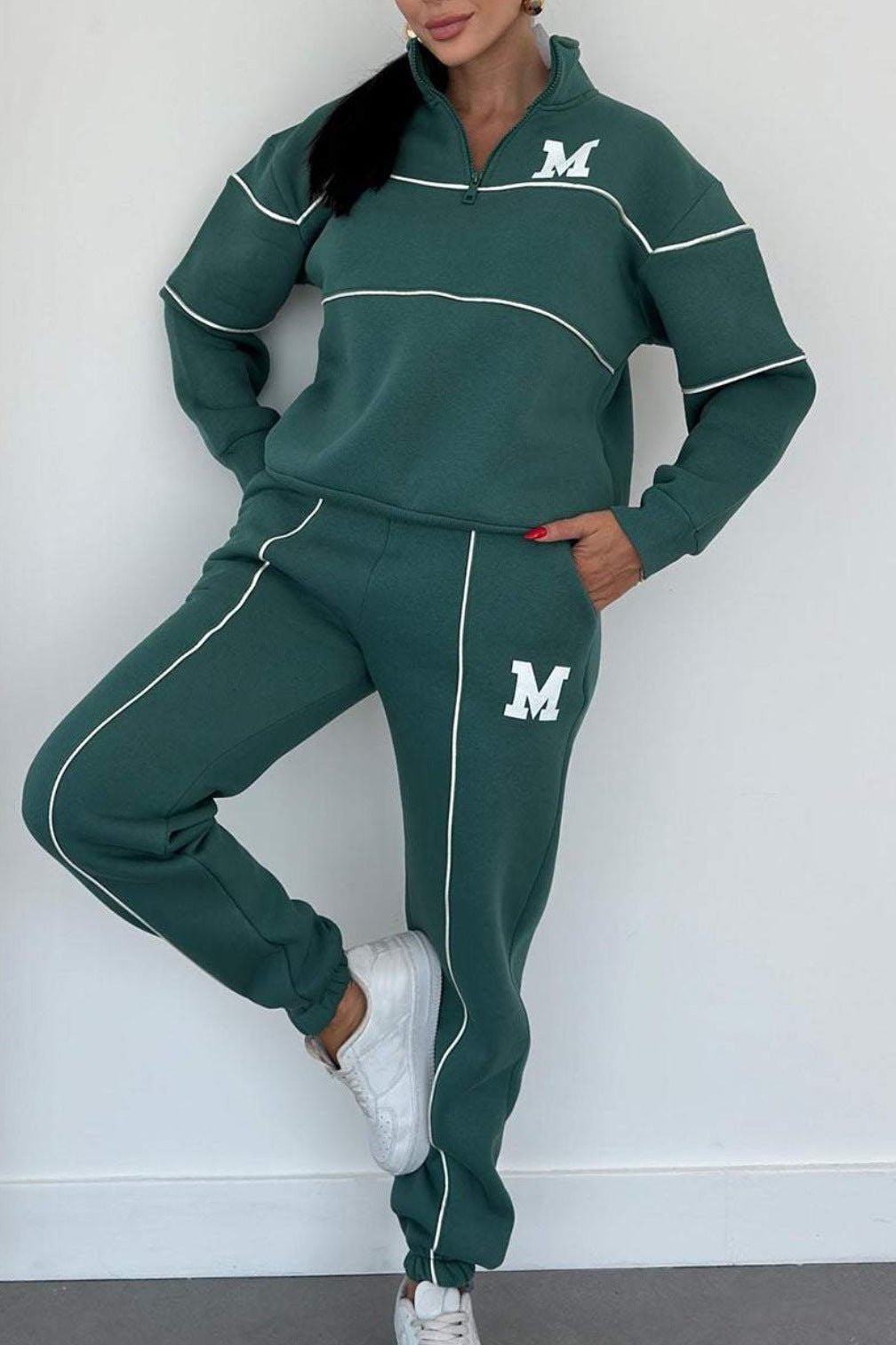 Women's 2 Piece Outfits Lounge Hoodless Pullover Sweatshirt Sweatsuit Sets Sweatshirt Baggy Fashion Sweatpants With Pockets