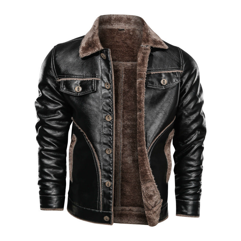 Stylish Lapel Collar PU Leather Jacket |Single Breasted | Super Trendz