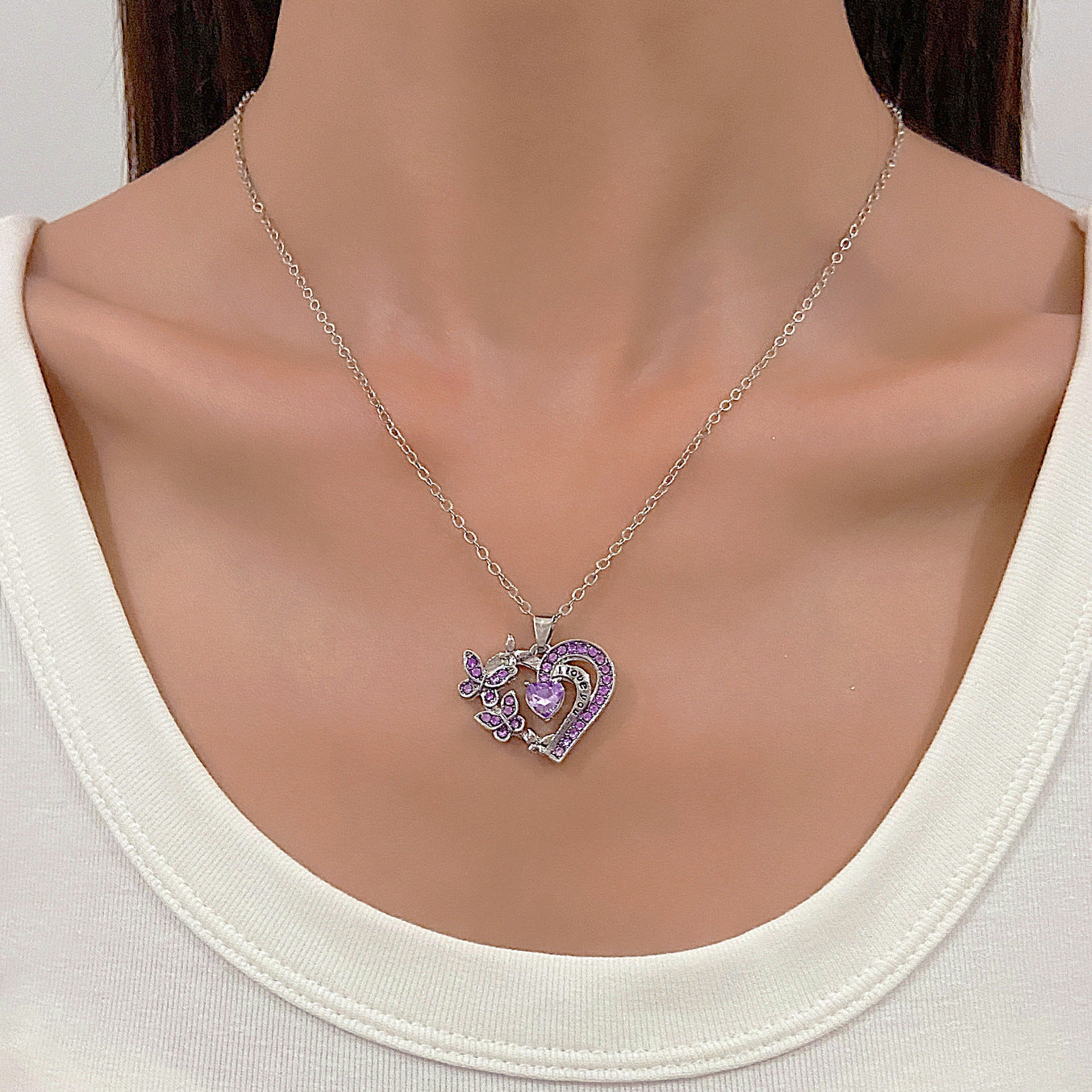 INS Butterfly Love Necklace | Super Trendz | Heart-Shaped Pendant