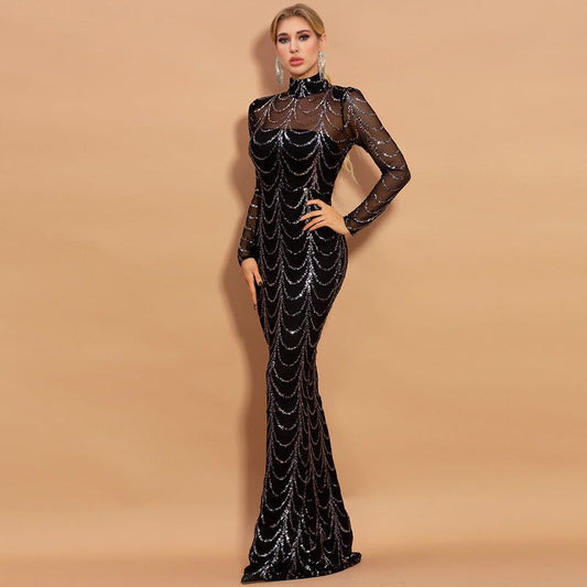 Elegant Sequin Maxi Dresses | Long Sleeve Party Dresses | Super Trendz