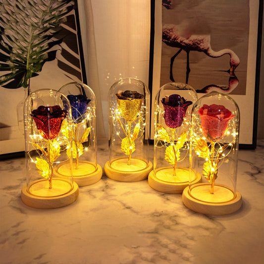 Eternal Rose Flowers LED Light in Glass | Valentine Gift |Super Trendz