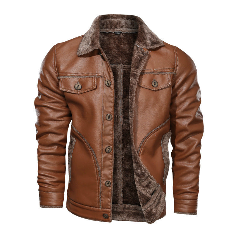 Stylish Lapel Collar PU Leather Jacket |Single Breasted | Super Trendz