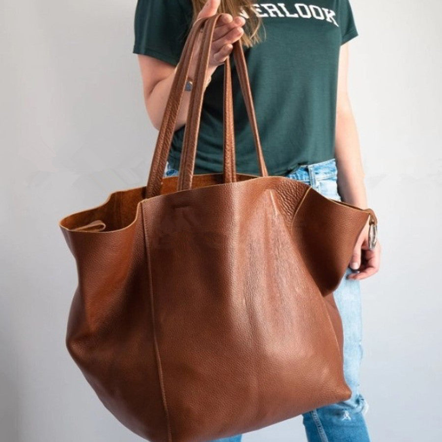 Large Women’s Soft Leather Tote | One-Shoulder Bag  | Super Trendz