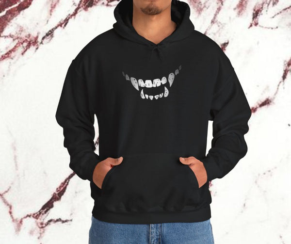 Black Gothic Vampire Teeth Hoodie — Men's & Women's | Super Trendz