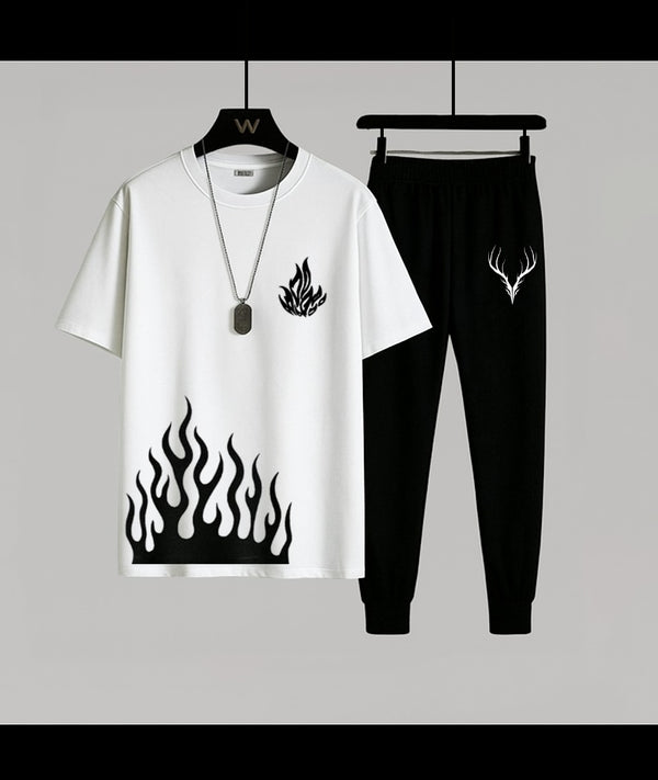 Trendy Flame T-Shirt & Trouser Combo for Men & Women | Super Trendz