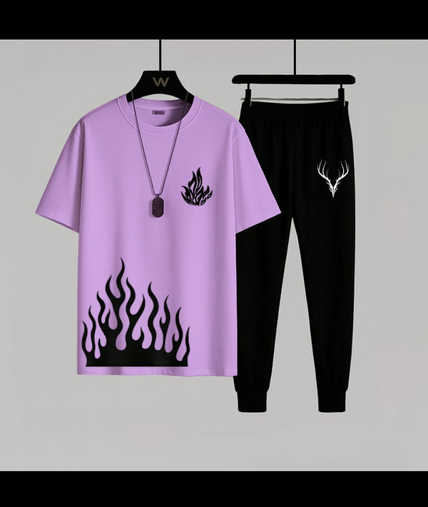 Trendy Flame Purple T-Shirt & Trouser Combo | Super Trendz