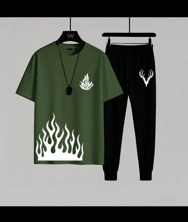 Trendy Flame Green T-Shirt & Trouser Combo | Super Trendz