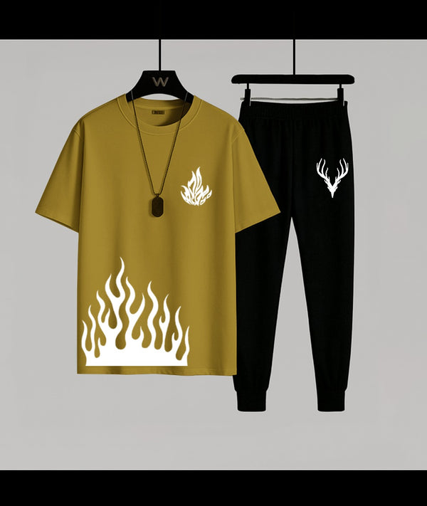 Trendy Flame Light Green T-Shirt & Trouser Combo | Super Trendz