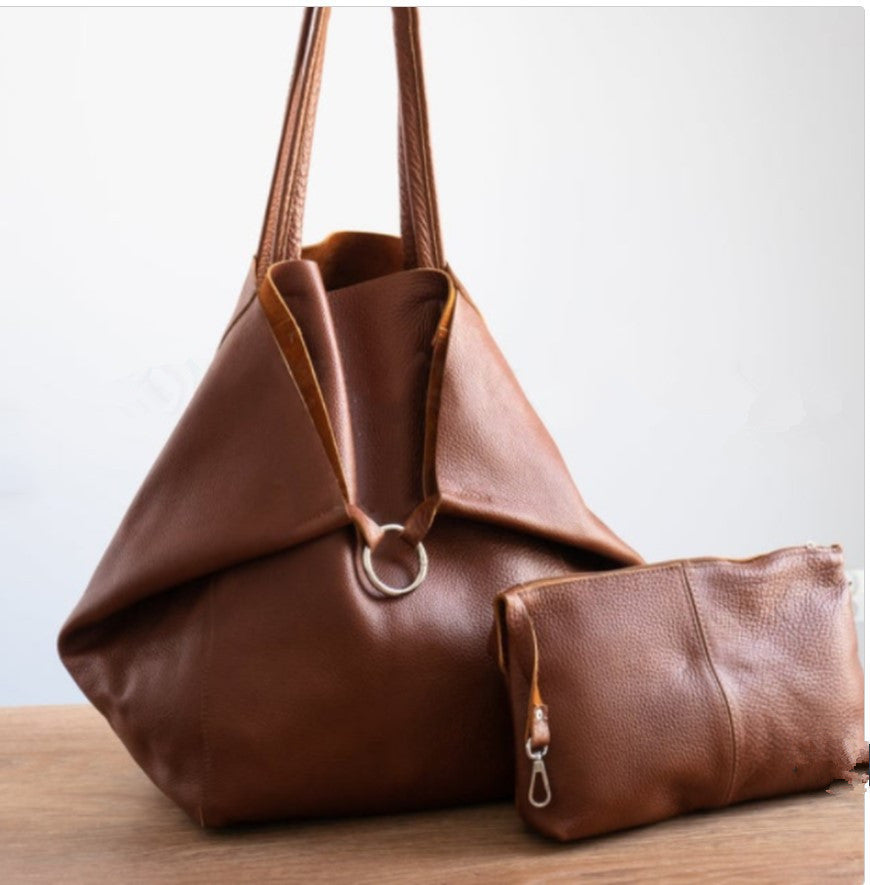 Large Women’s Soft Leather Tote | One-Shoulder Bag  | Super Trendz