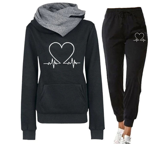 Love Heart Printed Suit | Stylish Hooded Sweatshirt | Super Trendz