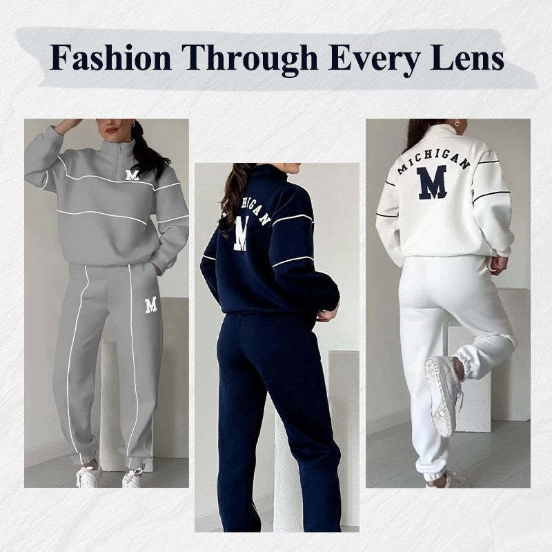 Women's 2 Piece Outfits Lounge Hoodless Pullover Sweatshirt Sweatsuit Sets Sweatshirt Baggy Fashion Sweatpants With Pockets